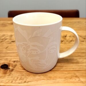 Carrol Boyes White Mug with Artistic Face Design